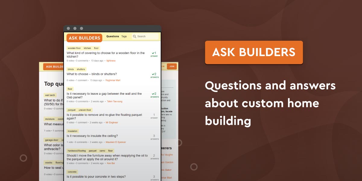 Ask Builders questions about custom home building